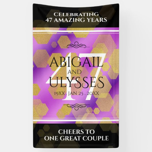 Elegant 47th Amethyst Wedding Jubileum Spandoek (Verticaal)