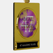 Elegant 47th Amethyst Wedding Jubileum Verguld Banner Ornament (Rechts)