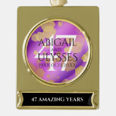 Elegant 47th Amethyst Wedding Jubileum Verguld Banner Ornament (Voorkant)