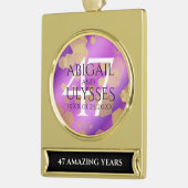 Elegant 47th Amethyst Wedding Jubileum Verguld Banner Ornament (Links)