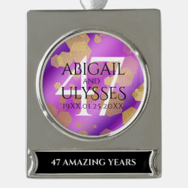 Elegant 47th Amethyst Wedding Jubileum Verguld Banner Ornament