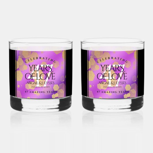 Elegant 47th Amethyst Wedding Jubileum Whisky Glas (Voorkant)