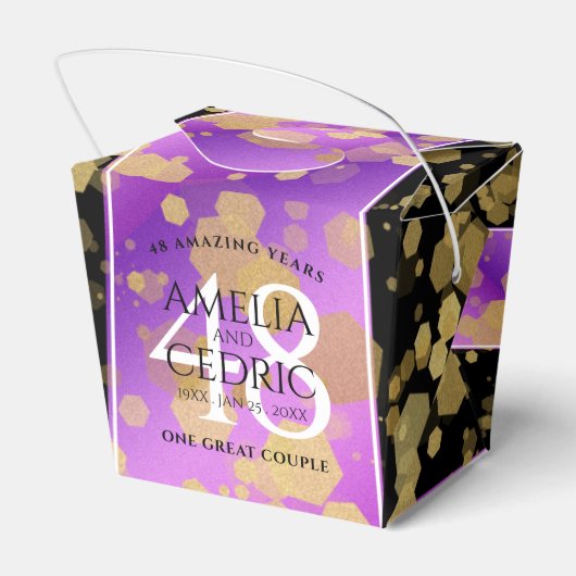 Elegant 48e Amethist Bruiloft Jubileum Bedankdoosjes (Achterkant)