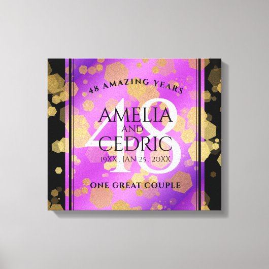 Elegant 48e Amethist Bruiloft Jubileum Canvas Afdruk (Voorkant)