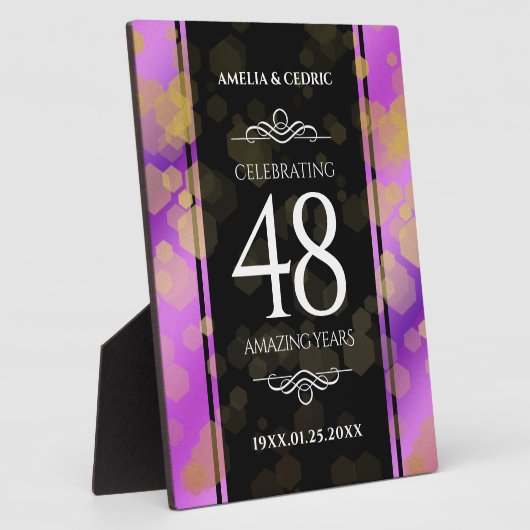 Elegant 48e Amethist Bruiloft Jubileum Fotoplaat (Zijkant)