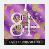 Elegant 48e Amethist Bruiloft Jubileum Glas Ornament (Achterkant)