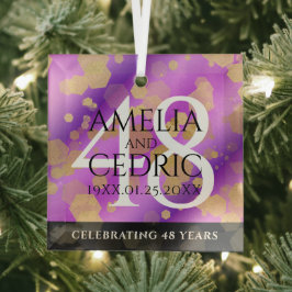 Elegant 48e Amethist Bruiloft Jubileum Glas Ornament