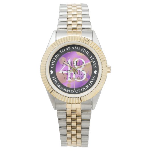 Elegant 48e Amethist Bruiloft Jubileum Horloge (Voorkant)