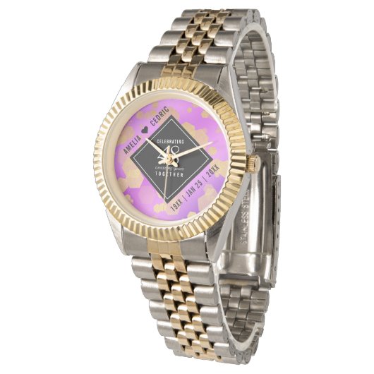 Elegant 48e Amethist Bruiloft Jubileum Horloge (Gekanteld)