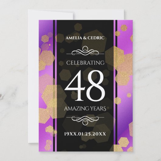 Elegant 48e Amethist Bruiloft Jubileum Kaart (Voorkant)