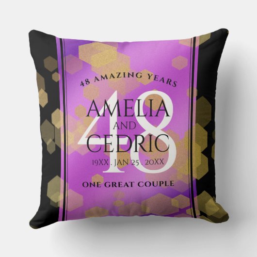 Elegant 48e Amethist Bruiloft Jubileum Kussen (Achterkant)