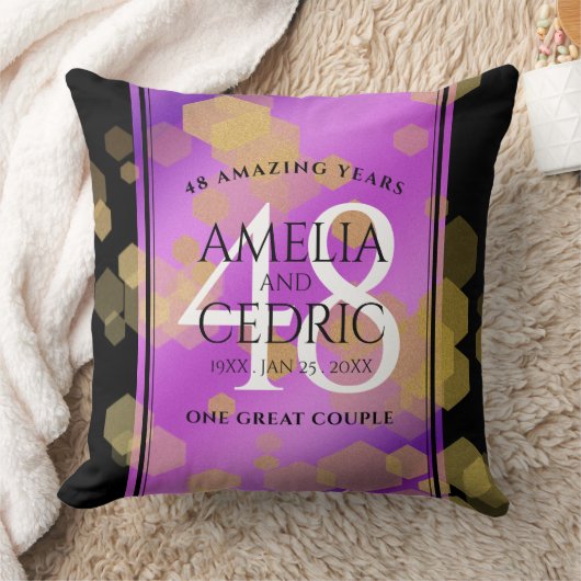Elegant 48e Amethist Bruiloft Jubileum Kussen (Deken)