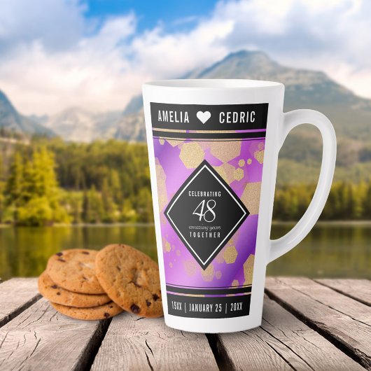 Elegant 48e Amethist Bruiloft Jubileum Latte Mok