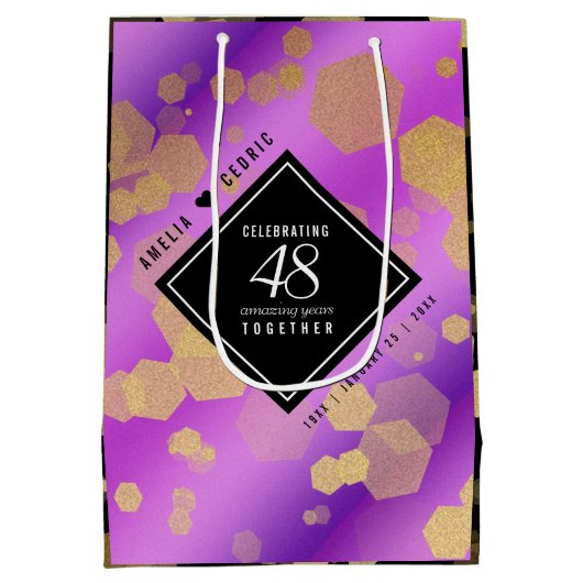 Elegant 48e Amethist Bruiloft Jubileum Medium Cadeauzakje (Achterkant)