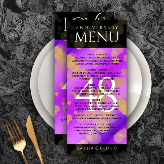 Elegant 48e Amethist Bruiloft Jubileum Menu