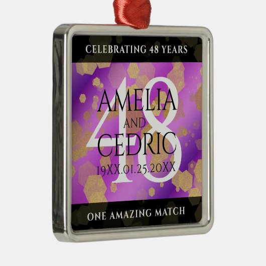 Elegant 48e Amethist Bruiloft Jubileum Metalen Ornament (Rechts)