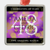 Elegant 48e Amethist Bruiloft Jubileum Metalen Ornament (Voorkant)