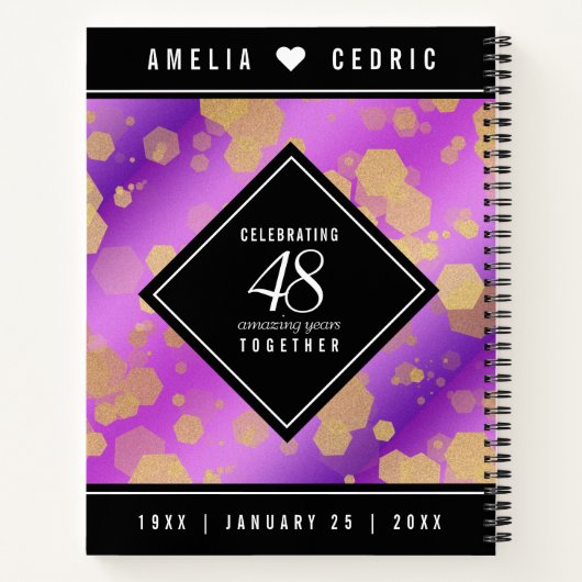Elegant 48e Amethist Bruiloft Jubileum Notitieboek (Achterkant)