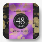 Elegant 48e Amethist Bruiloft Jubileum Papieren Bordje (Voorkant)