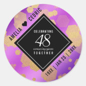 Elegant 48e Amethist Bruiloft Jubileum Ronde Sticker (Voorkant)