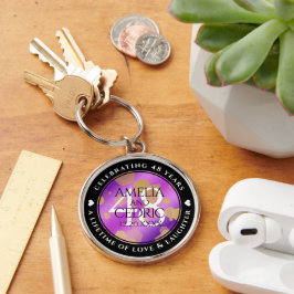 Elegant 48e Amethist Bruiloft Jubileum Sleutelhanger