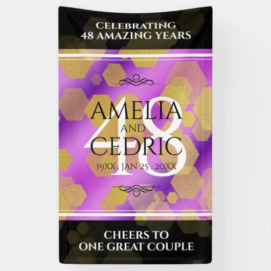 Elegant 48e Amethist Bruiloft Jubileum Spandoek (Verticaal)