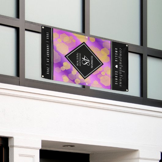 Elegant 48e Amethist Bruiloft Jubileum Spandoek (Buitenkant Gebouw)