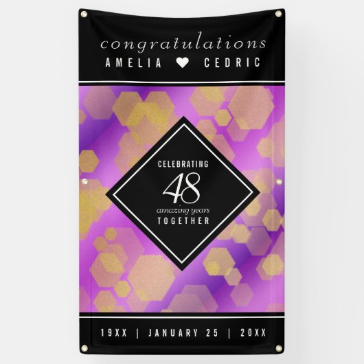 Elegant 48e Amethist Bruiloft Jubileum Spandoek (Verticaal)