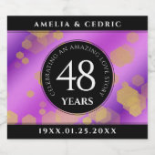 Elegant 48e Amethist Bruiloft Jubileum Sparkling Wijnetiket (Enkel label)