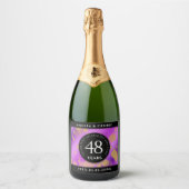 Elegant 48e Amethist Bruiloft Jubileum Sparkling Wijnetiket (Voorkant)