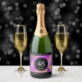 Elegant 48e Amethist Bruiloft Jubileum Sparkling Wijnetiket