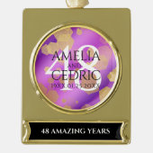 Elegant 48e Amethist Bruiloft Jubileum Verguld Banner Ornament (Voorkant)