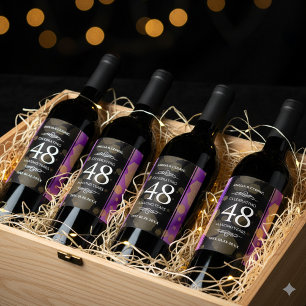 Elegant 48e Amethist Bruiloft Jubileum Wijn Etiket