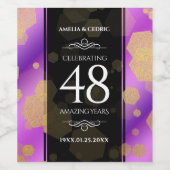 Elegant 48e Amethist Bruiloft Jubileum Wijn Etiket (Enkel label)