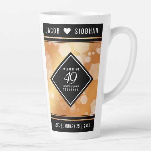 Elegant 49th Copper Wedding Jubileum49 Latte Mok (Rechts)