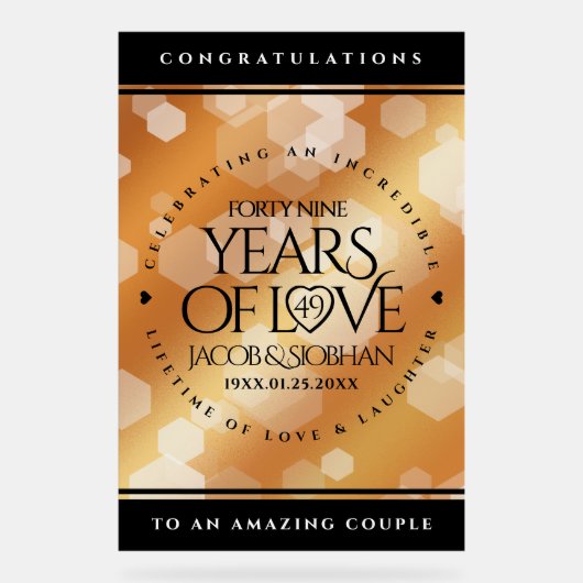 Elegant 49th Copper Wedding Jubileum Acryl Bord (Voorkant)