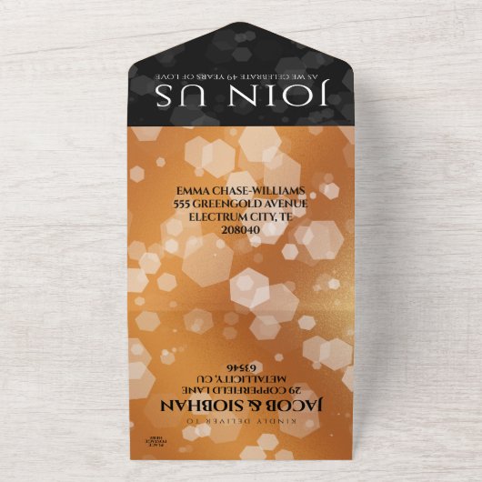 Elegant 49th Copper Wedding Jubileum All In One Uitnodiging (Buitenkant)