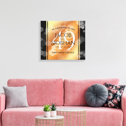 Elegant 49th Copper Wedding Jubileum Canvas Afdruk (Insitu (Woonkamer))