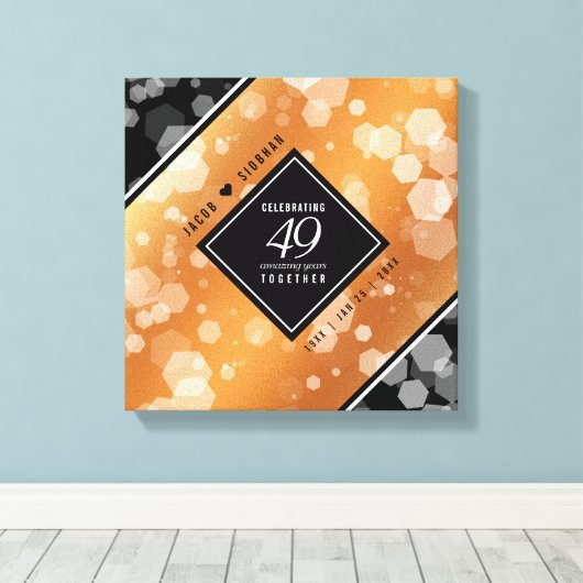 Elegant 49th Copper Wedding Jubileum Canvas Afdruk (Insitu (Houten vloer))