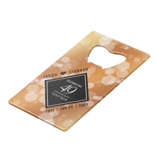 Elegant 49th Copper Wedding Jubileum Creditkaart Flessenopener (Voorkant Gekanteld)