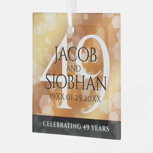 Elegant 49th Copper Wedding Jubileum Glas Ornament (Voorkant links)