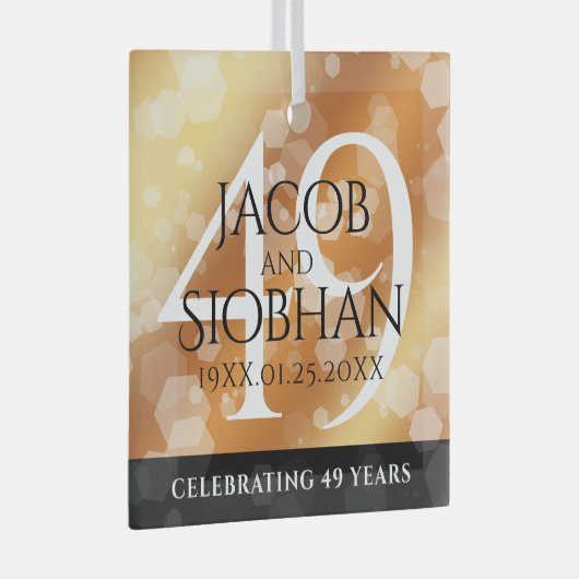 Elegant 49th Copper Wedding Jubileum Glas Ornament (Voorkant Rechts)