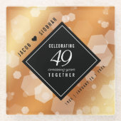 Elegant 49th Copper Wedding Jubileum Glazen Onderzetter (Voorkant)