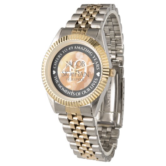 Elegant 49th Copper Wedding Jubileum Horloge (Gekanteld)