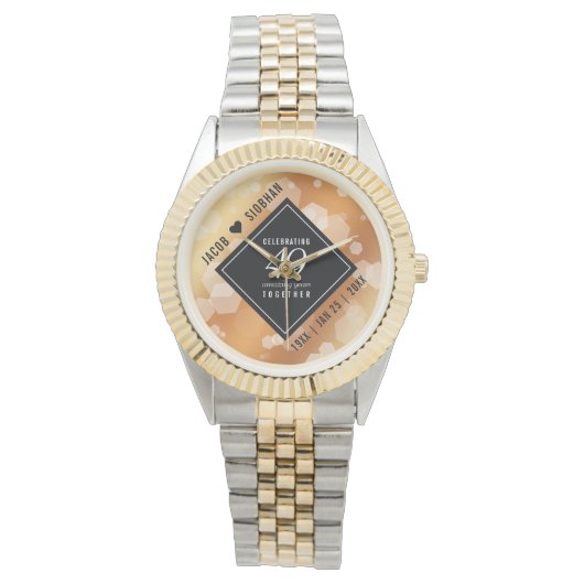 Elegant 49th Copper Wedding Jubileum Horloge (Voorkant)