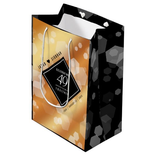Elegant 49th Copper Wedding Jubileum Medium Cadeauzakje (Voorkant Gekanteld)