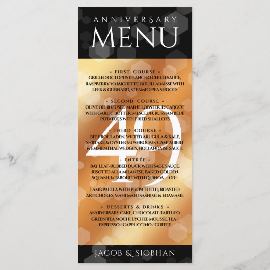 Elegant 49th Copper Wedding Jubileum Menu (Voorkant)