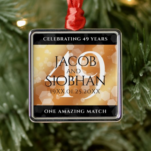 Elegant 49th Copper Wedding Jubileum Metalen Ornament (Boom)