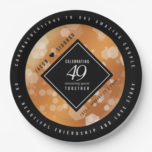 Elegant 49th Copper Wedding Jubileum Papieren Bordje (Voorkant)