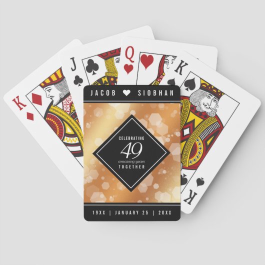 Elegant 49th Copper Wedding Jubileum Pokerkaarten (Achterkant)
